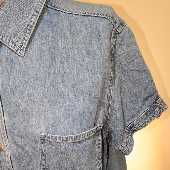 Women's Faded Glory Light Blue Button-Up Dress - Picture 4 of 11